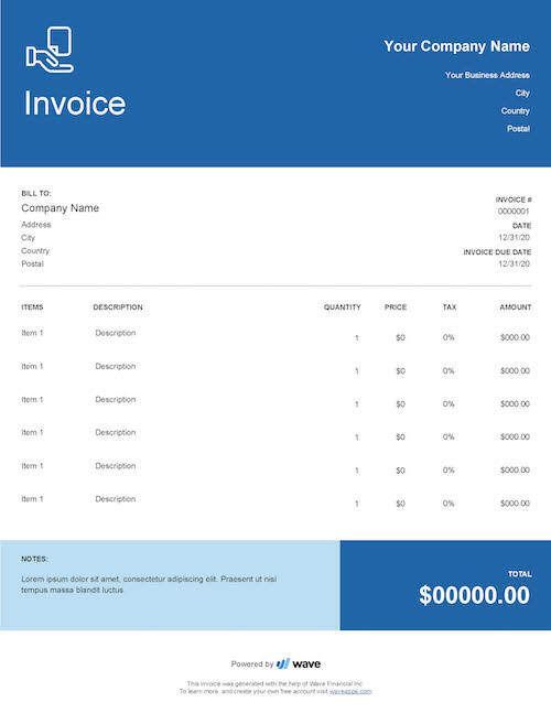 Services rendered Invoice Template Free Download